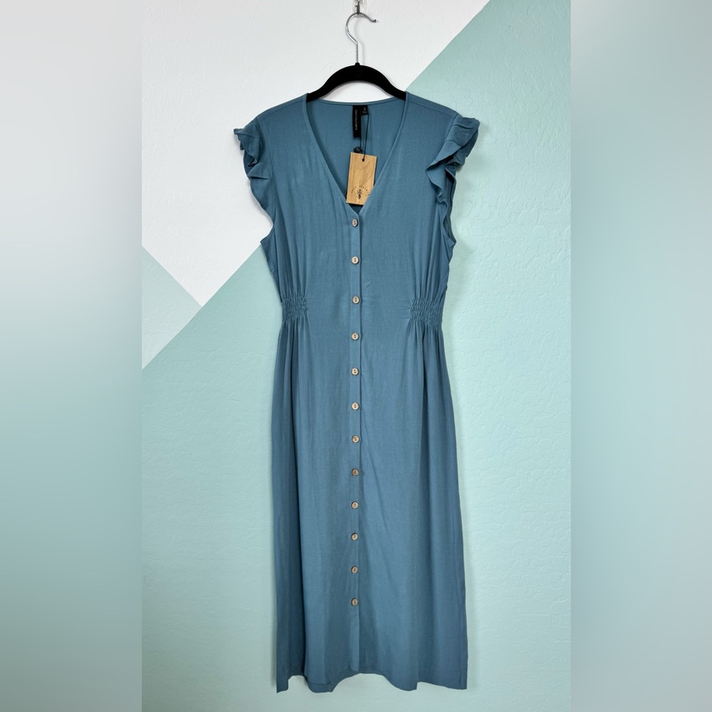 Knot Sisters Federal Blue Tori Midi Dress NWT size small